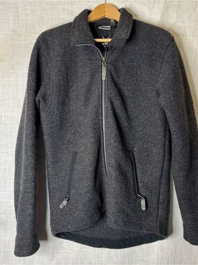 ibex Charcoal Full-Zip Wool Blend Sweater Jacket
